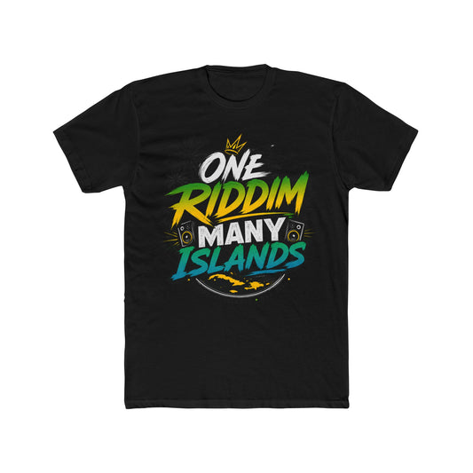One Riddim Many Islands - RiddimRoom solid black Caribbean culture t-shirt