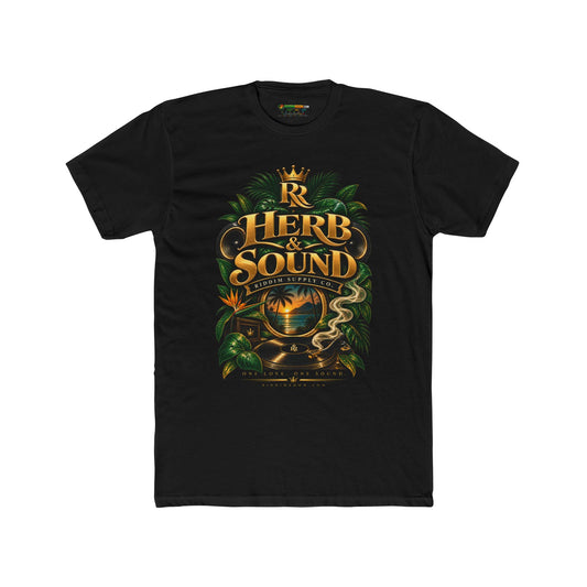 420 Herb And Sound Tee - RiddimRoom solid black Caribbean culture t-shirt