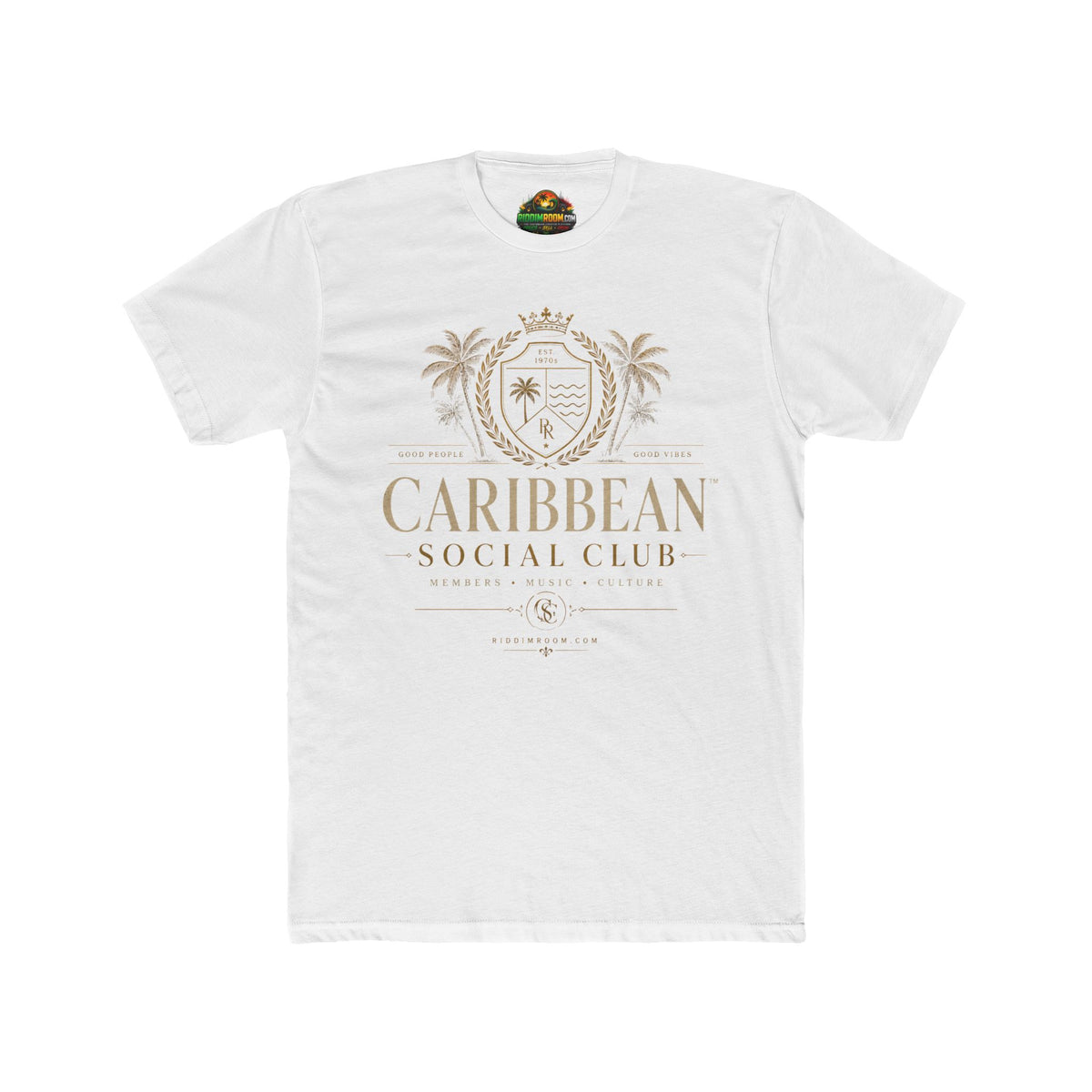 Caribbean Social Club — White colorway, RiddimRoom Caribbean culture t-shirt