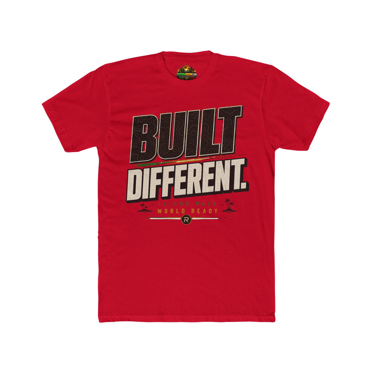 Built Different — Red colorway, RiddimRoom Caribbean culture t-shirt