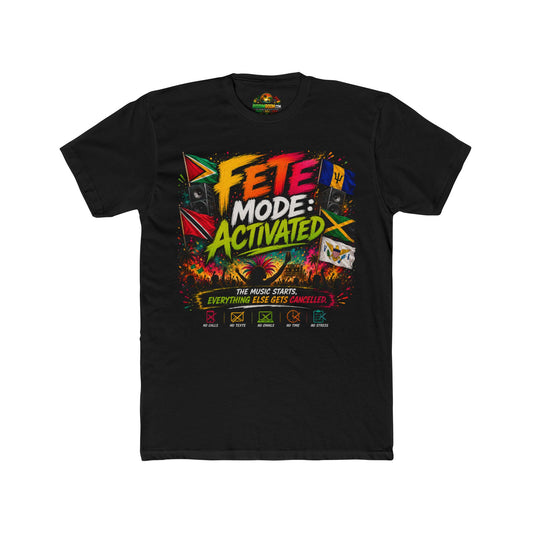 Fete Mode Activated - RiddimRoom solid black Caribbean culture t-shirt