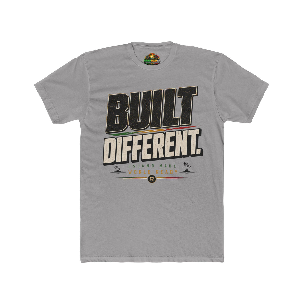 Built Different — Light Grey colorway, RiddimRoom Caribbean culture t-shirt