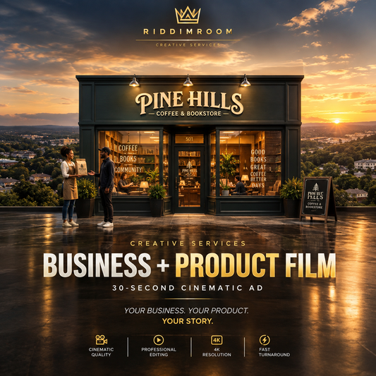RiddimRoom Business & Product Film – 30-second cinematic advertisement, $99