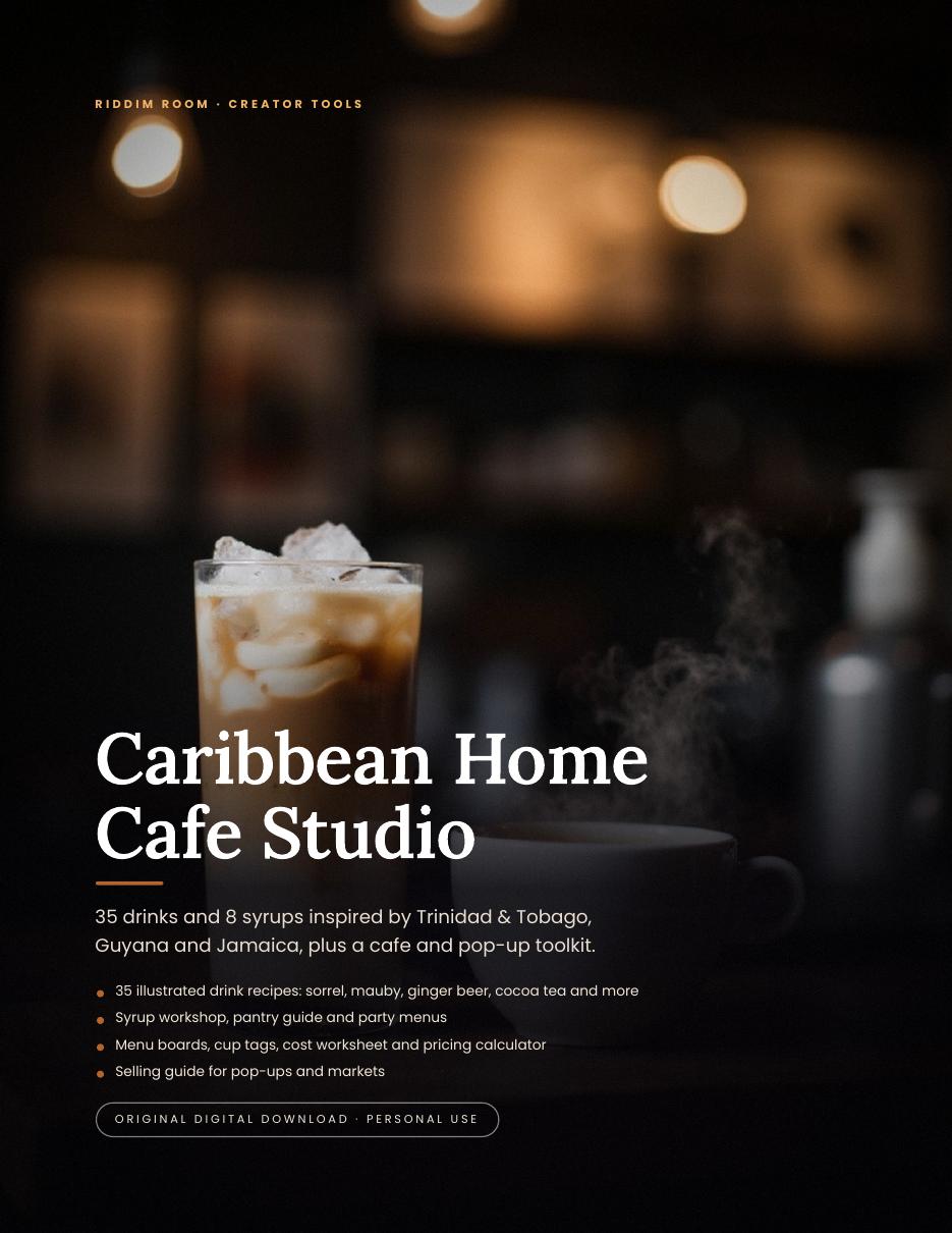 Caribbean Home Cafe Studio | 35 Drink Recipes, Syrups & Printable Menus | RiddimRoom