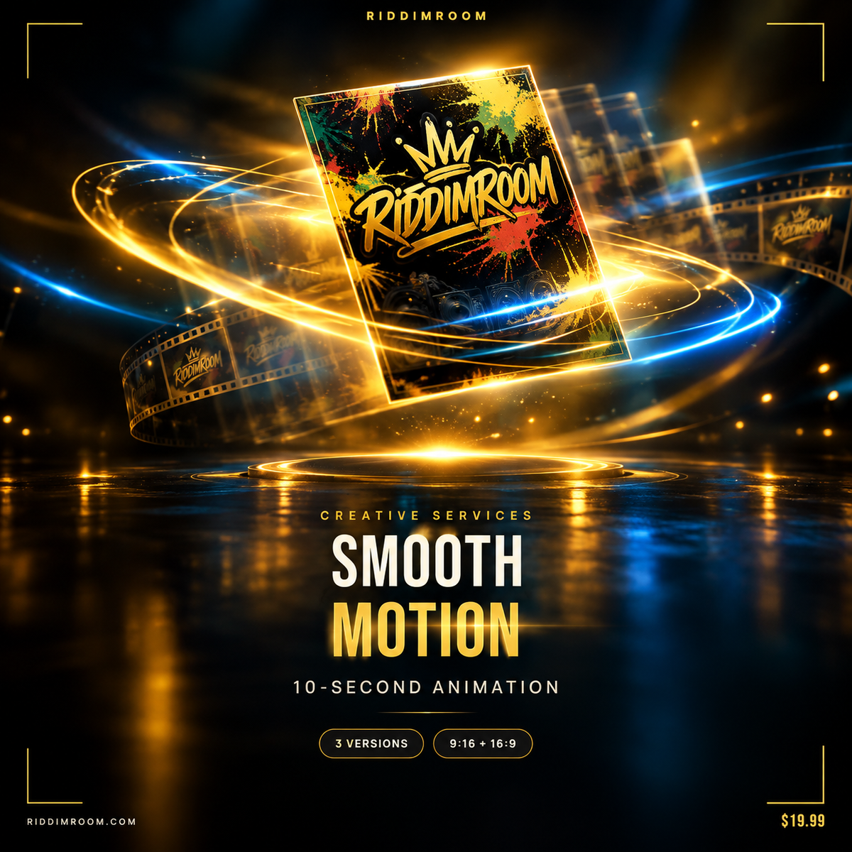 RiddimRoom Smooth Motion – 10-second premium animation for logos, flyers, and product photos, $19.99