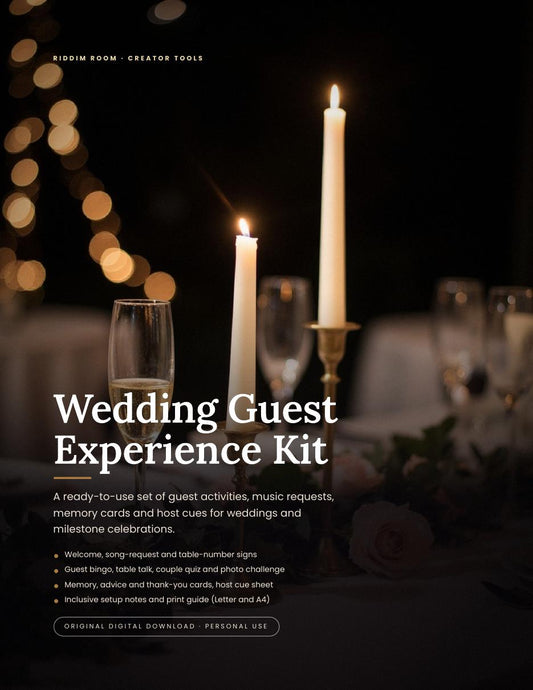 Wedding Guest Experience Kit | Printable Games, Cards & Signs (Editable) | RiddimRoom