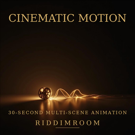 Cover artwork for RiddimRoom Cinematic Motion – 30-Second Multi-Scene Animation — RiddimRoom creative service