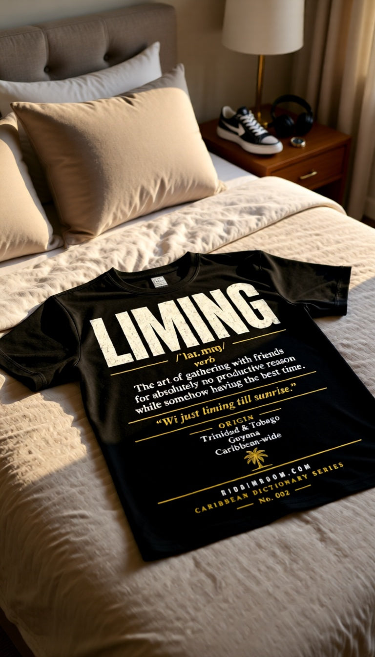 Liming Caribbean Dictionary t-shirt, lifestyle photo