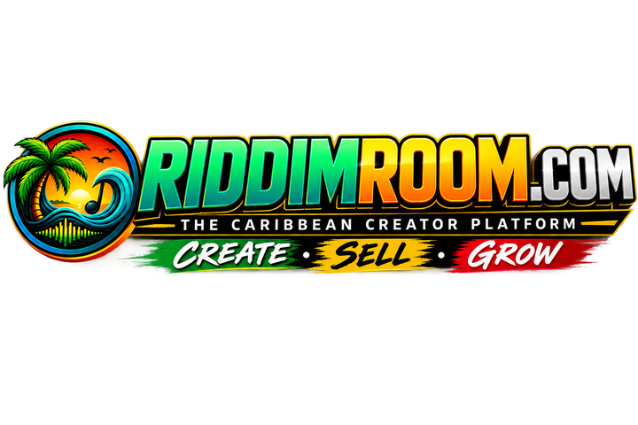 RiddimRoom.com logo: The Caribbean Creator Platform. Create, Sell, Grow.