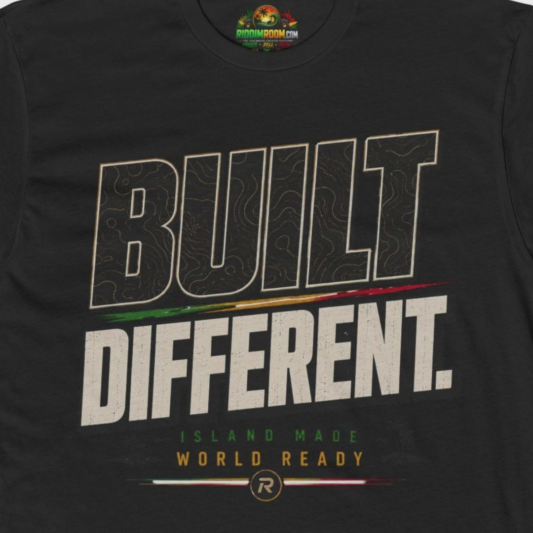 Built Different tee — 12-second product video, Island Premium, RiddimRoom